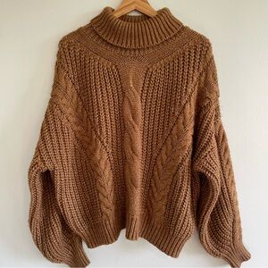 Lulu's Brown Cowl Neck Sweater